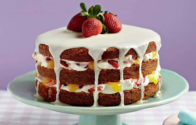 Lemon and Strawberry Sponge Cake