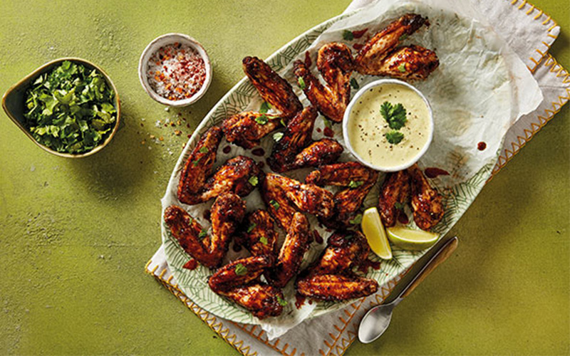 Sticky Wings with Creamed Corn