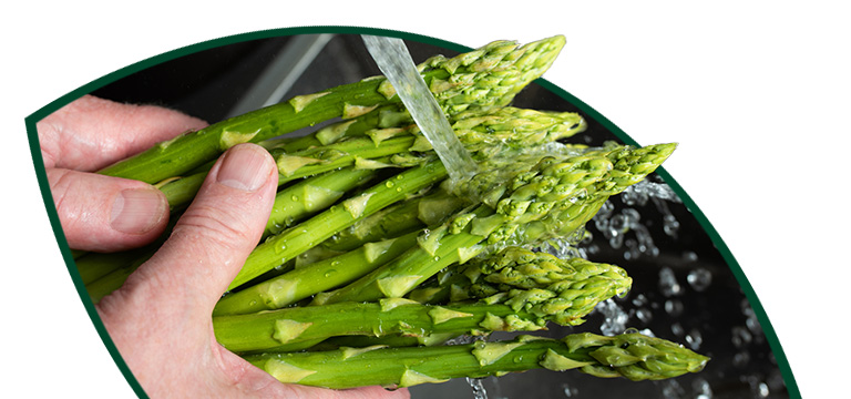 washing asparagus